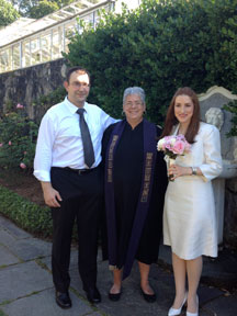 Linda Maxwell JP with a newly married couple